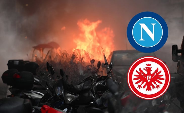 Aficionados del Eintracht Frankfurt se enfrentan con la policía de Napoli previo al juego de Champions League