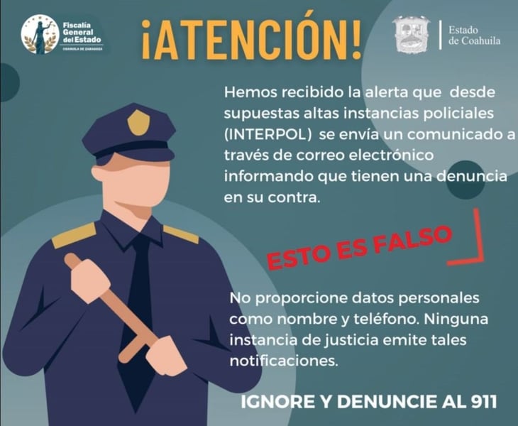 Coahuilenses son extorsionados con correos falsos de la Interpol y SHCP