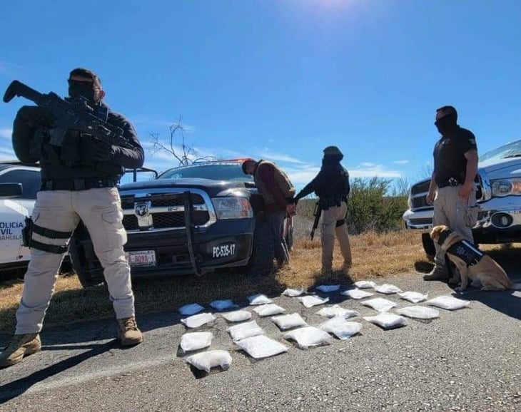 PCC asegura 60 kilos de droga en la carretera Monclova-Sabinas