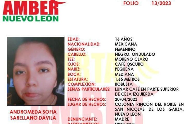 Buscan a menor desaparecida en San Nicolás, Nuevo León 