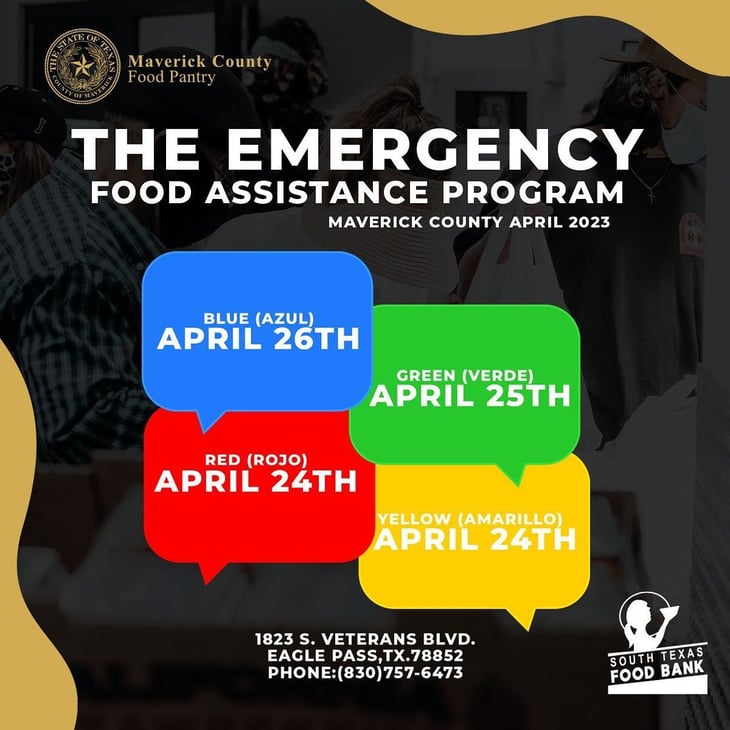 Condado de Maverick entregará despensas del 22 al 26 abril