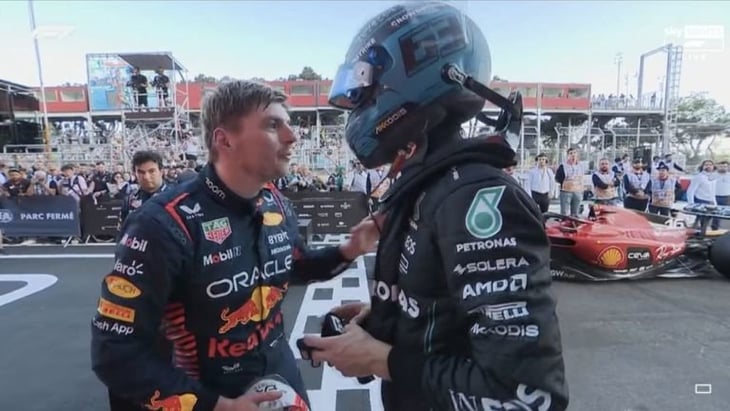 Max Verstappen se encaró con Russell tras incidente en la carrera de Sprint