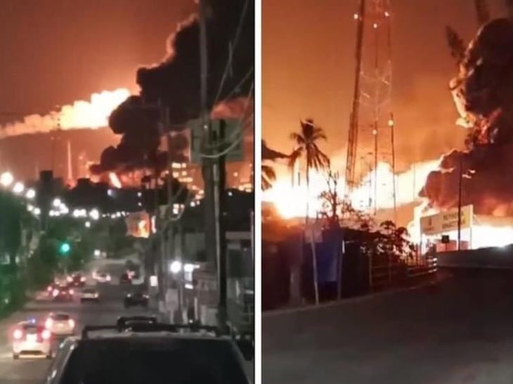 Reportan fuerte incendio en refinería de Minatitlán 