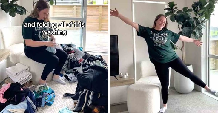 Madre de familia decide dejar de planchar ropa porque su familia no lo valora.