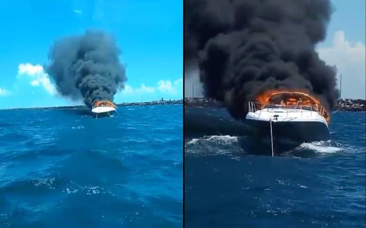Se incendia yate en Yucatán; tripulantes se lanzan al mar