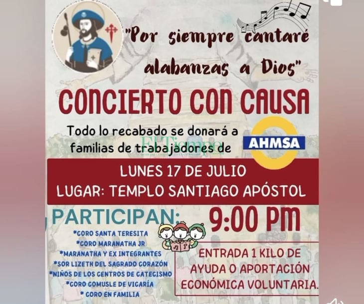Parroquia Santiago Apóstol invita a ciudadanía al concierto con causa