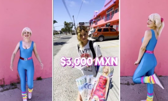 Estudiante acepta reto callejero para convertirse en Barbie por 3 mil pesos y se vuelve viral