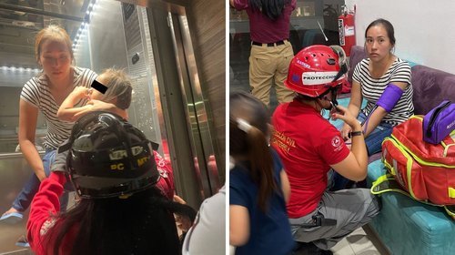 Mujer y niña quedan a trapadas en elevador de un hotel en Monterrey 
