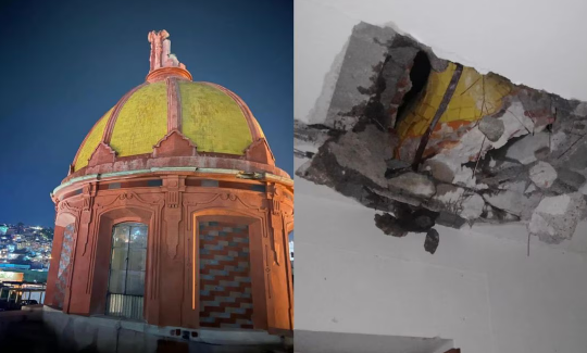 Relámpago destruye la torre del Templo de Pardo en Guanajuato y daña habitación del cura