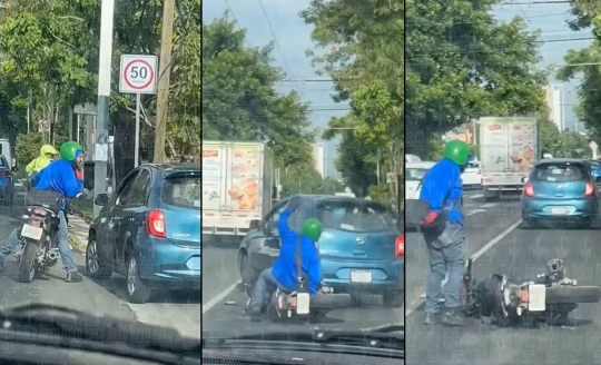 VIDEO: Captan a conductor atropellando a un motociclista en avenida de Guadalajara