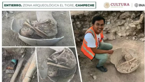 INAH informa sobre hallazgo de entierro de un personaje importante en la zona arqueológica de El Tigre, Campeche