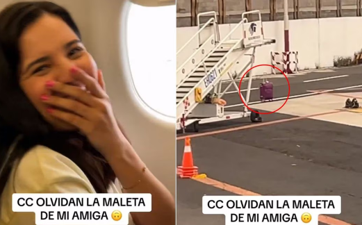 TikTok: Pasajera se sorprende al ver su maleta de viaje en la pista mientras el avión despegaba