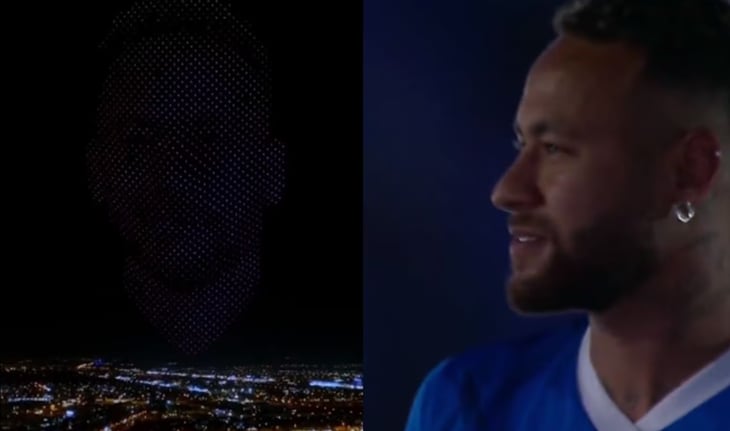 VIDEO: Neymar fue presentado en Al Hilal ante 60 mil personas y dibujaron su cara con drones