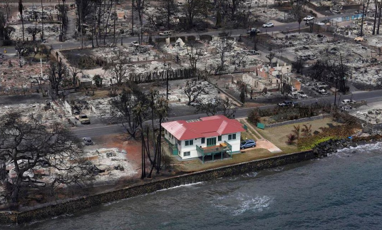Pese a voraces incendios, así sobrevive una solitaria casa en Hawái entre escombros