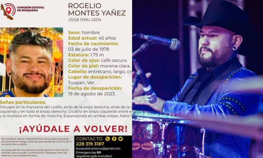 Reportan la desaparición de Rogelio Montes Yañez, integrante de Grupo Palomo