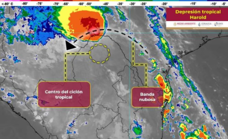 La depresión tropical 'Harold' provocará lluvias fuertes en Tamaulipas, NL, Coahuila y Chihuahua