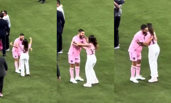 VIDEO: Antonella Rocuzzo confundió a Messi con Jordi Alba; se quedó cerca de besarlo