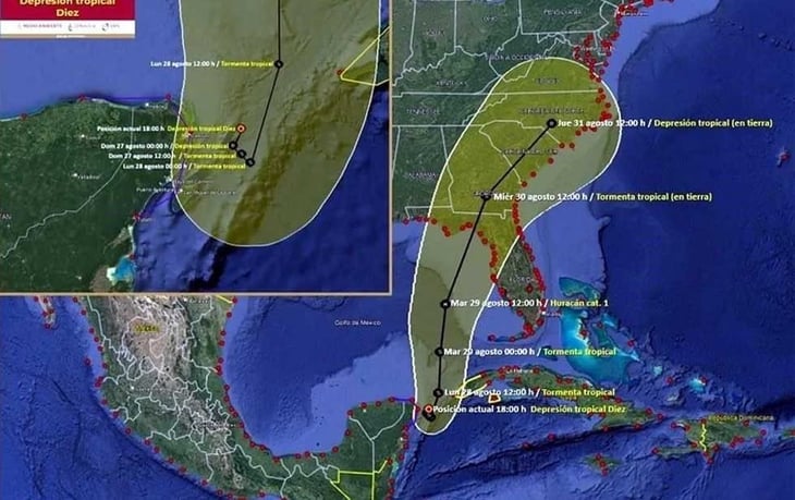 Alertan por depresión tropical en la Península de Yucatán
