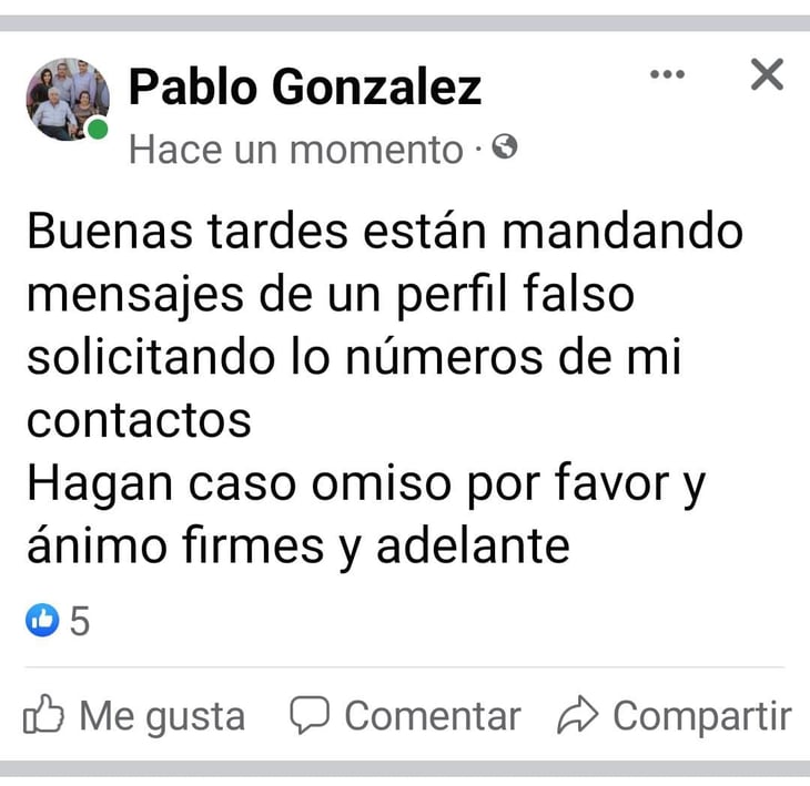 Clonan Facebook de Pablo González exalcalde de Monclova