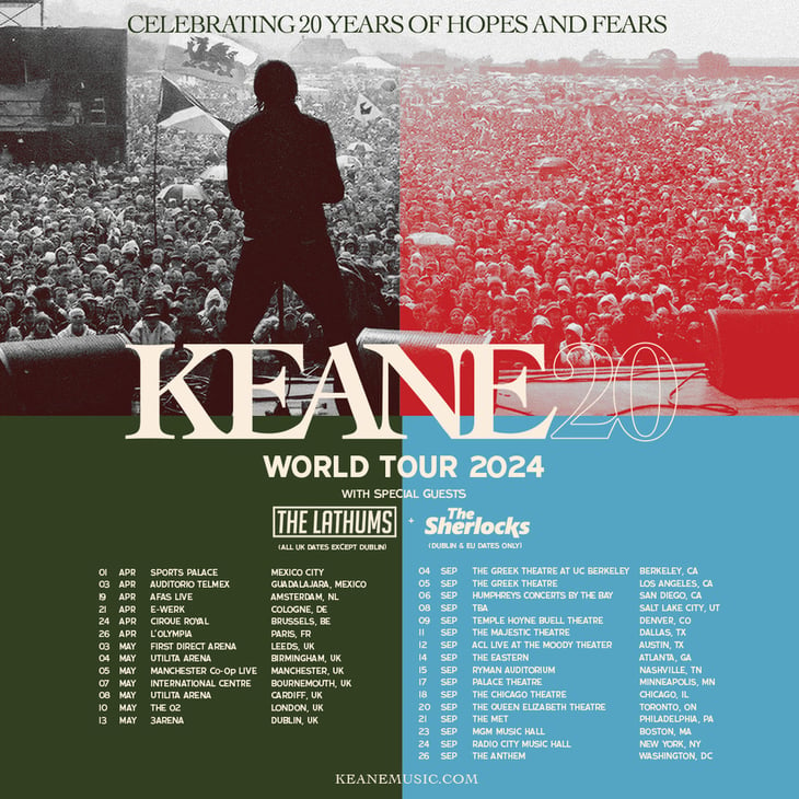 La banda británica Keane regresará a México para ofrecer dos conciertos