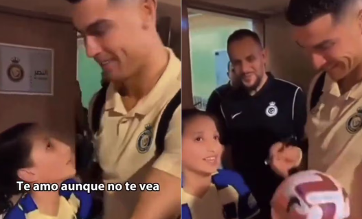 VIDEO: Cristiano Ronaldo y el emotivo momento junto a una niña invidente: 'Te amo, aunque no pueda verte'