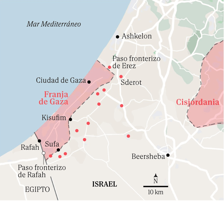 El mapa del conflicto entre Israel y Hamás