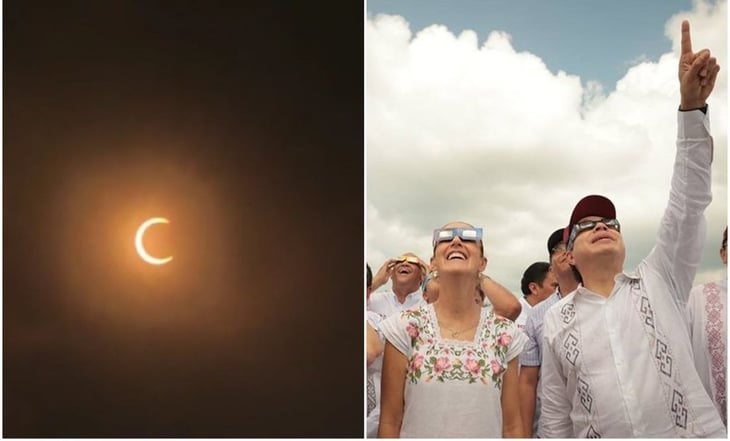 '¡Es Claudia!', gritan morenistas como señal al ver el eclipse