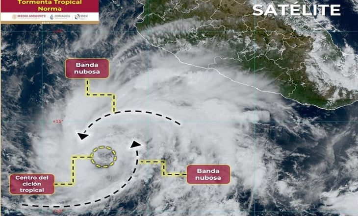 Se forma tormenta tropical 'Norma' en aguas del Pacífico; se pronostican fuertes lluvias en 4 estados