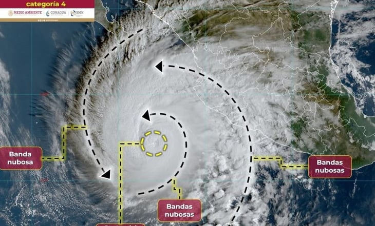 Huracán 'Norma' se intensifica a categoría 4 sobre aguas del Pacífico