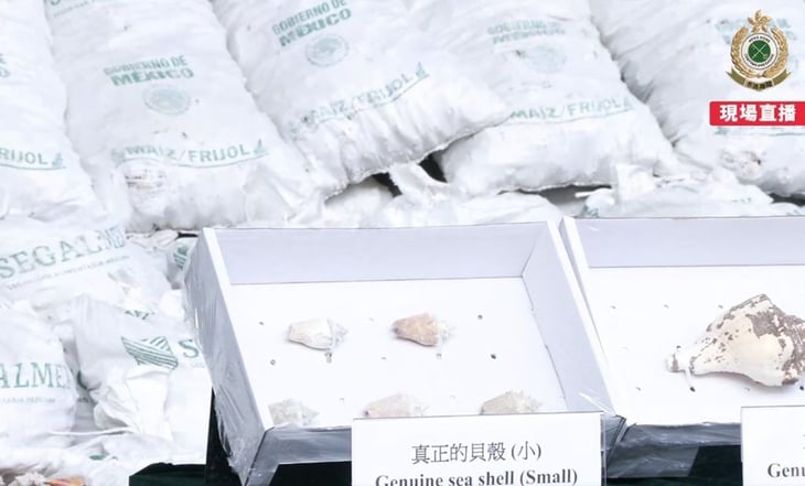 Hong Kong incauta más de una tonelada de metanfetamina procedente de México, en conchas con logo de Segalmex