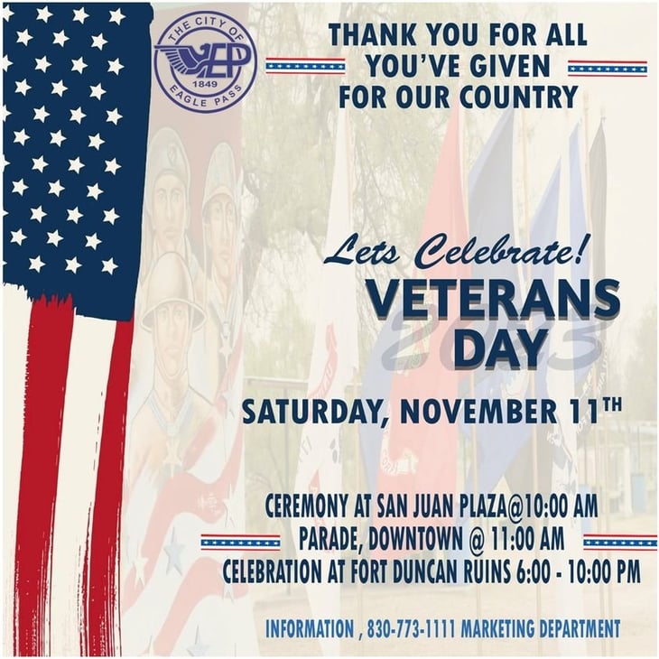 Invitan al desfile de los veteranos en Eagle Pass