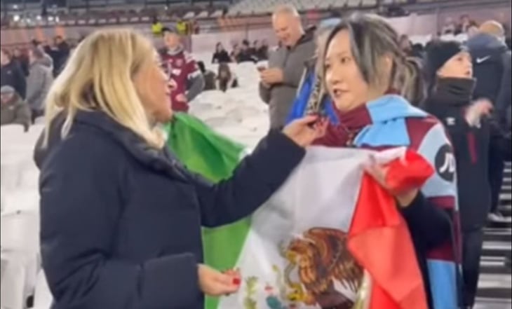 VIDEO: Fanática asiática fue a ver al West Ham con una bandera de México y Edson Álvarez le regaló su camiseta