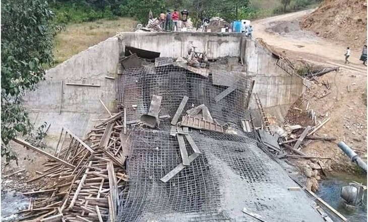 Colapsa puente en construcción en Tamazulápam del Espíritu Santo, Oaxaca; hay 6 heridos