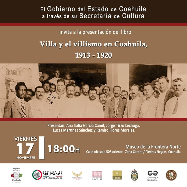 Presentarán el libro Villa y el Villismo en Coahuila 