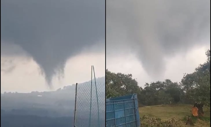 VIDEO: Tornado arrasa con huertas de aguacate en Peribán, Michoacán; lo atacan con cañones antigranizo