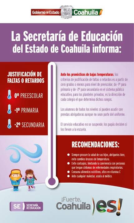 SEP Coahuila comunica los criterios de faltas en escuela
