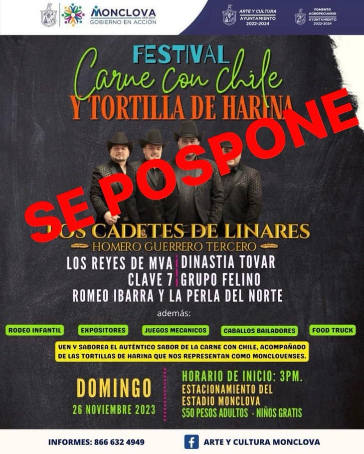 Festival 'Carne con Chile y Tortillas de Harina' fue pospuesto