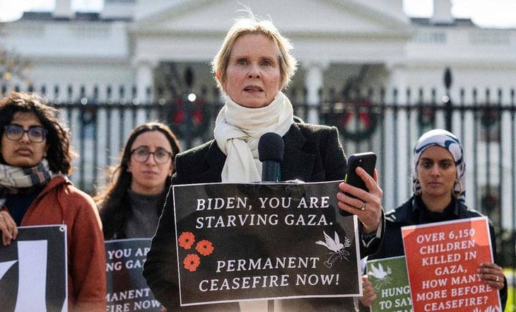 Cynthia Nixon, de 'Sex and the City', se suma a huelga de hambre: 'Biden, estás matando de hambre a Gaza'