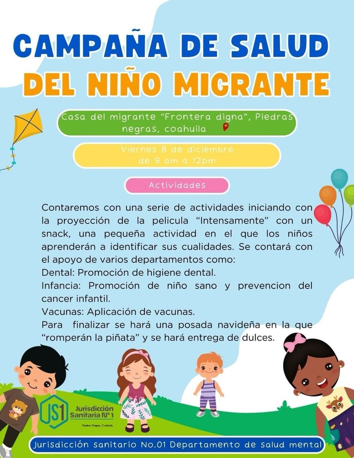 Campañas de salud mental para niños migrantes se llevará a cabo el día de hoy; se espera buena asistencia