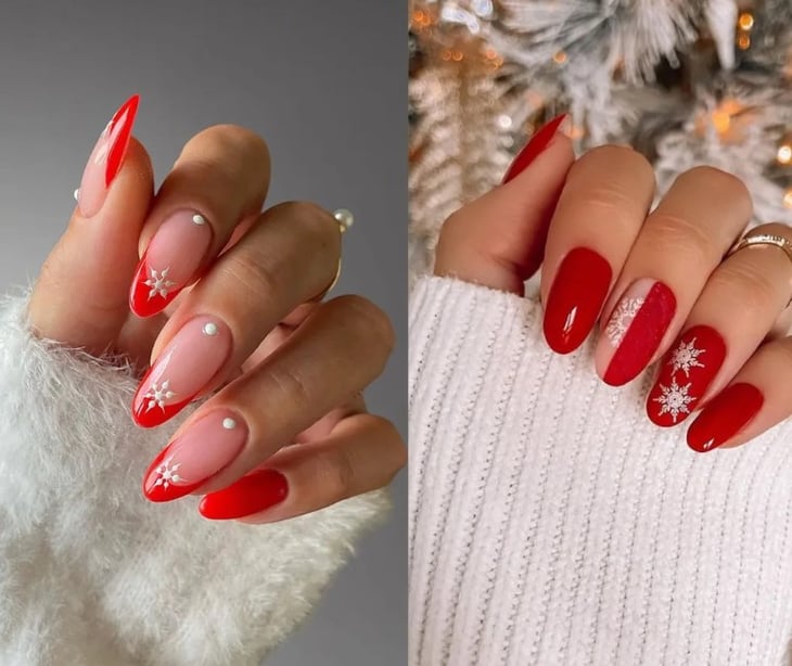 ¡Sumérgete en el espíritu festivo con diseños de uñas rojas muy elegantes!