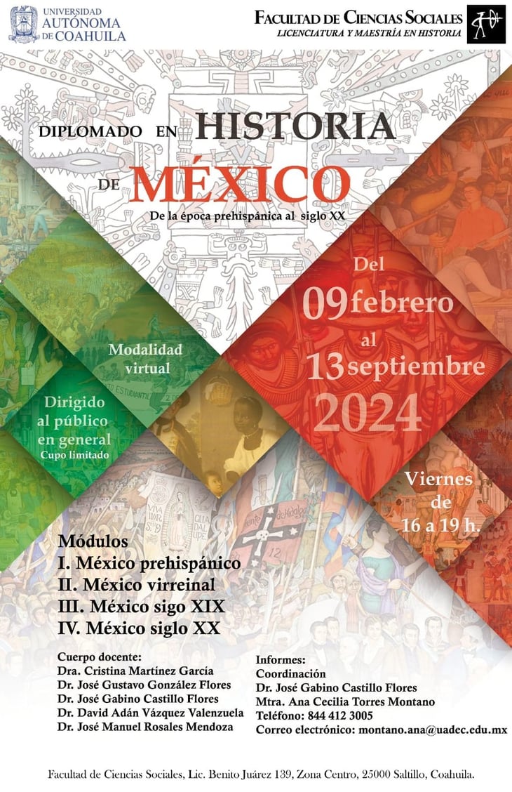 UAdeC invita a cursar el diplomado en Historia de México en febrero