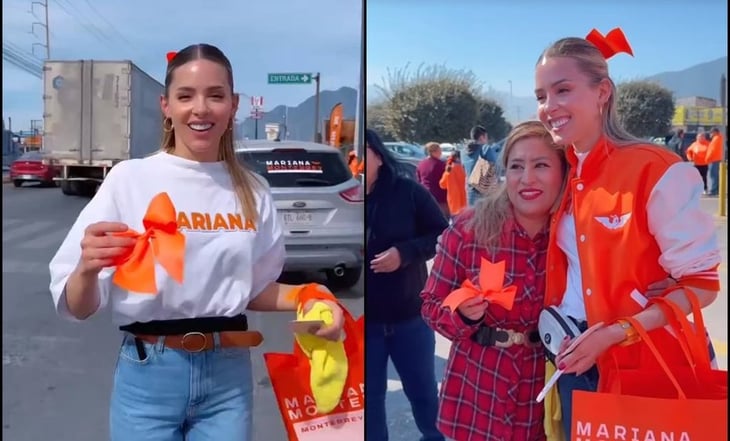 Mariana Rodríguez se vuelve 'coquette' y regala moños naranjas en Monterrey