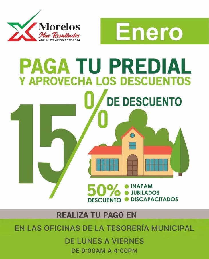 El alcalde de Morelos invita a los ciudadanos a aprovechar el descuento en el pago del predial