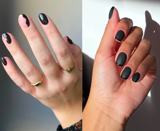 Diseños de uñas negras cortas, elegancia y sofisticación en tus manos