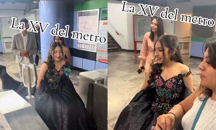 ¡En limusina naranja! Quinceañera llega a su fiesta en Metro de la CDMX y es viral en TikTok