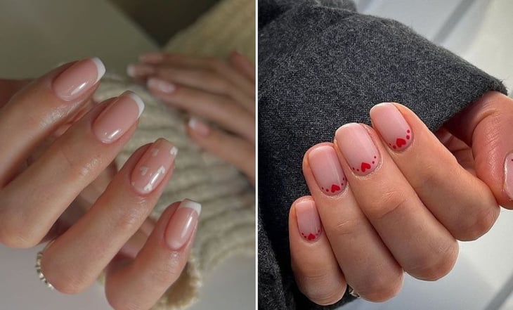 Diseños de uñas minimalistas para el 14 de febrero