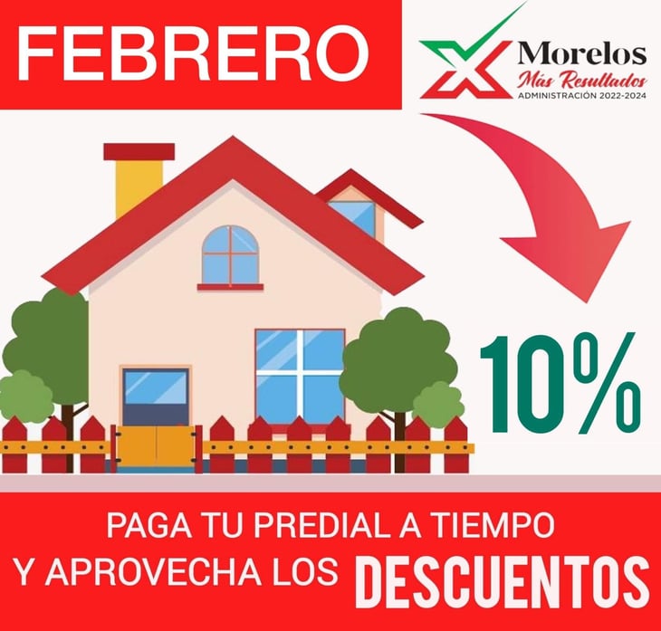 Descuento del 10% vigente para el pago del predial en Morelos
