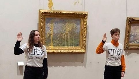 VIDEO: Activistas medioambientales lanzan sopa a obra de Claude Monet en museo de Lyon