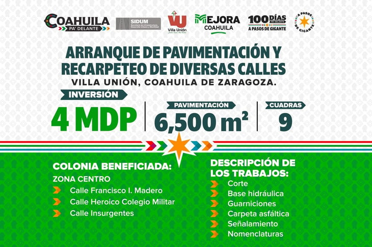 Manolo comienza trabajos en las carreteras de Villa Unión con una inversión de 4 millones de pesos