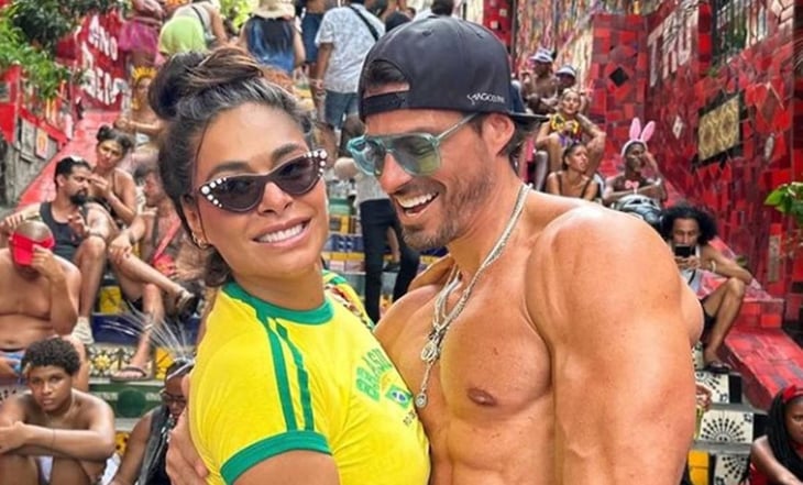 Galilea Montijo presume mini cintura y su novio musculatura en Brasil